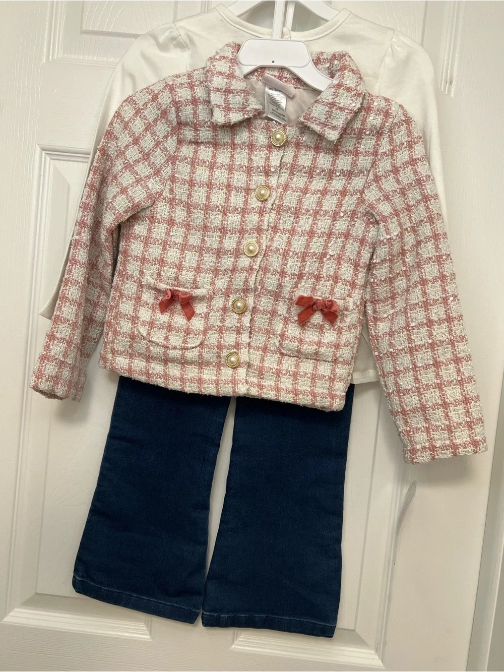 Little Lass Pink and White Tweed 3-Piece Set - Picture 12 of 12